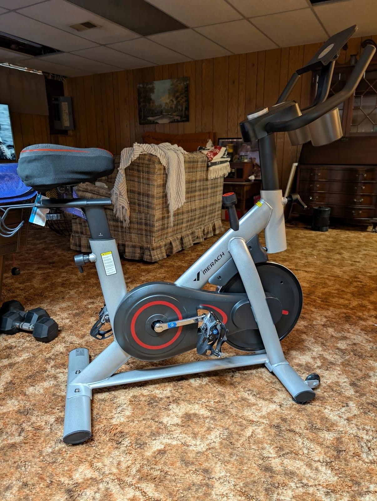 MERACH Exercise Bike, Magnetic Friction Stationary Bike for Home with APP customer photo 2