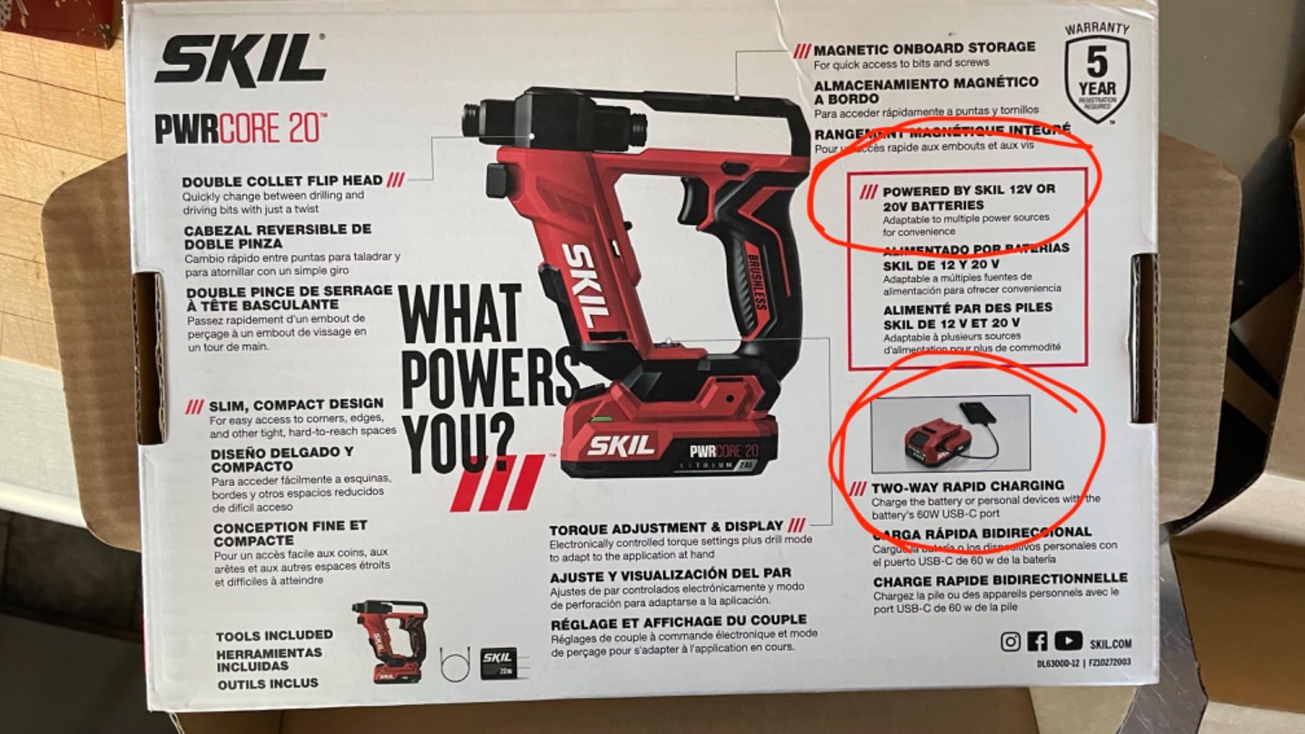SKIL PWR CORE 20 Brushless 20V Flip Drill Driver Kit with Double Collect Flip Head, Torque Settings & Magnetic On-board Storage, Includes 2.0 Ah USB-C Battery and Charger - DL6300D-12 customer photo 2