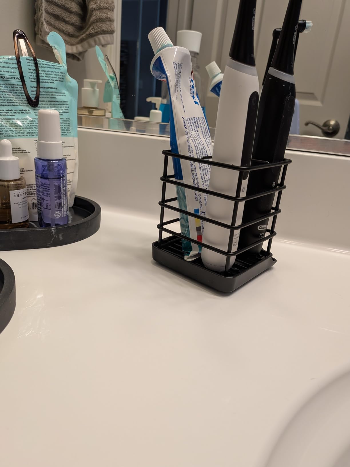 Toothbrush Holders for Bathroom,Black,Stainless Steel,Detachable, 3 Slot customer photo 2