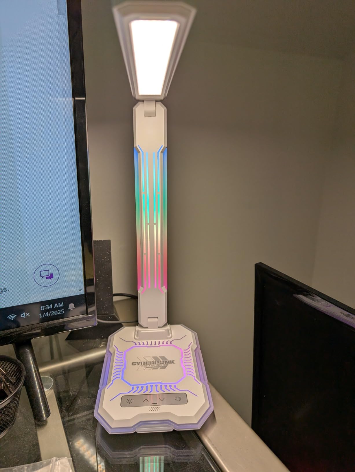 WILIT Desk Lamp for College Dorm Room, RGB Gaming Desk Light with Wireless Charging & USB Port, Gamer lamp Sound Reactive,3 Color Modes 5 Brightness,Reading Lamp Touch Control for Home Office,Study customer photo 2