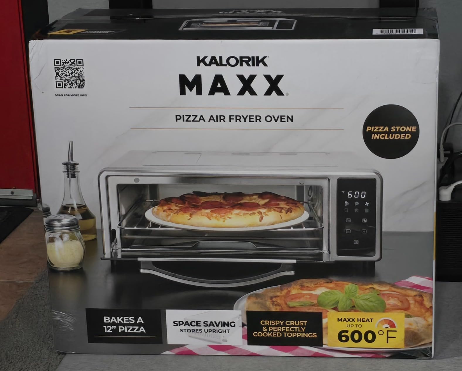 Kalorik MAXX Air Fryer Pizza Oven with Stone, Turbo-Heat Technology Up To 600F Featuring Touchscreen Controls with 6 Preset Functions Fits 12-Inch Pizzas, 1700-Watts, Stainless Steel customer photo 2