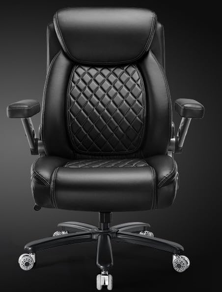Big and Tall Office Chair with 5D Flip Arms and Thick Pocket Spring Cushion, Extra Wide Heavy Duty Office Chair & Adjustable Lumbar Support customer photo 1