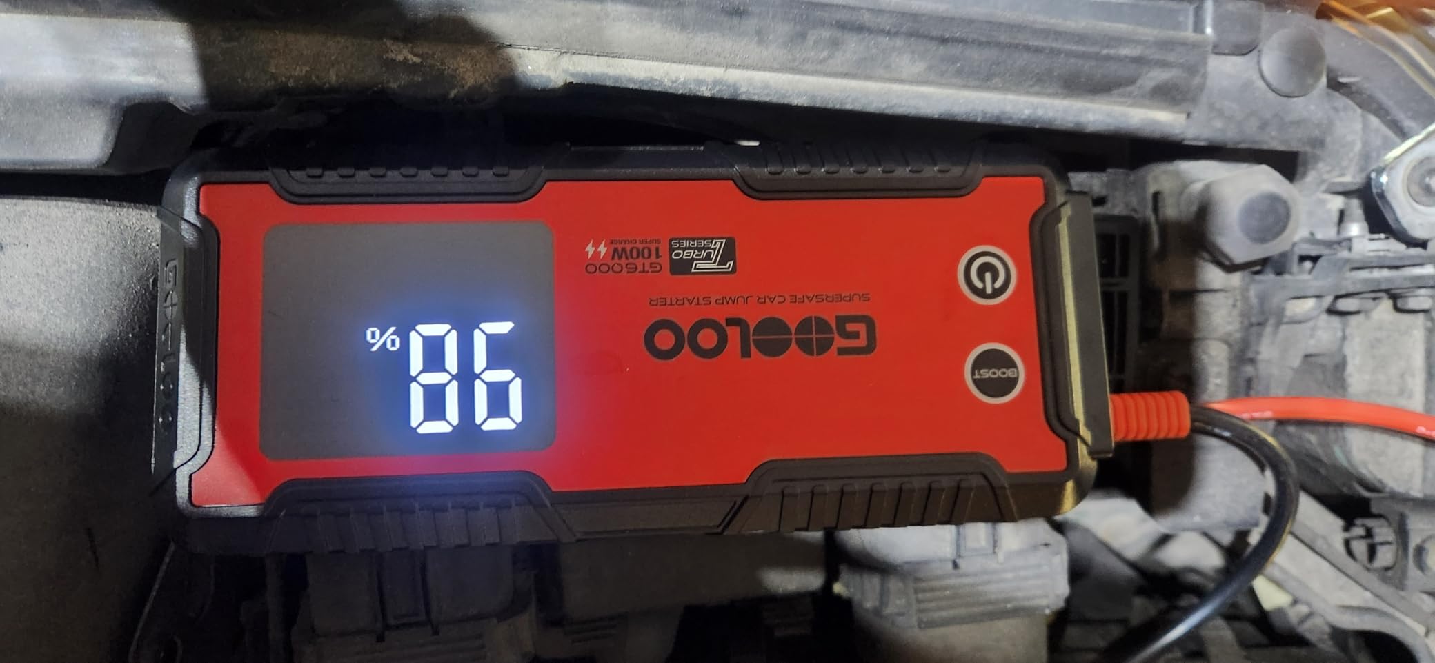 GOOLOO GT6000 Jump Starter 6000A 12V with 100W Bi-Directional Fast Charge | All Gas & Up to 12L Diesel Car battery Jumper, Supersafe Roadside Kit for Emergency, large display, 27000mAh, 24 mo. Standby customer photo 2