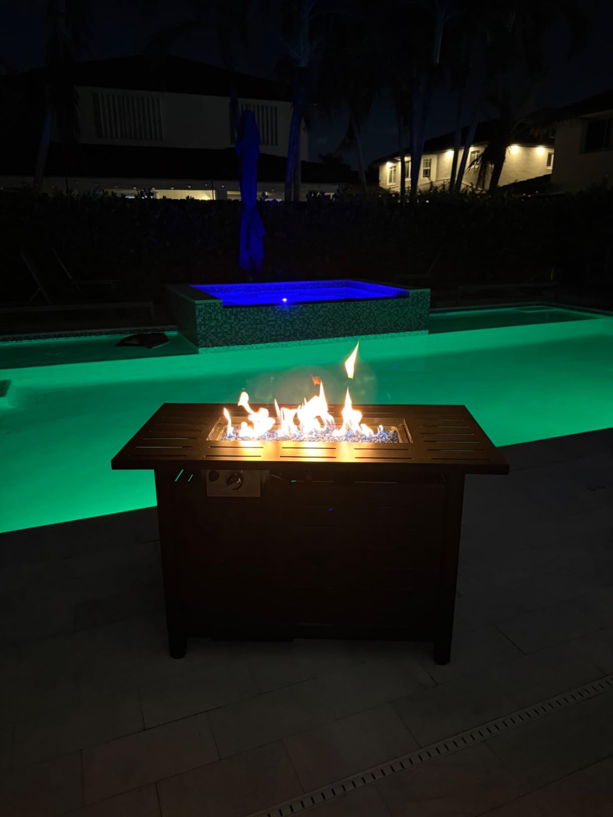 Aoxun 41 Inch Propane Fire Pit–50,000 BTU Gas Fire Pit Table with Removable Lid & Lava Rocks, Rectangle Firepit Table for Outside, Patio, Deck, Backyard, Black customer photo 2