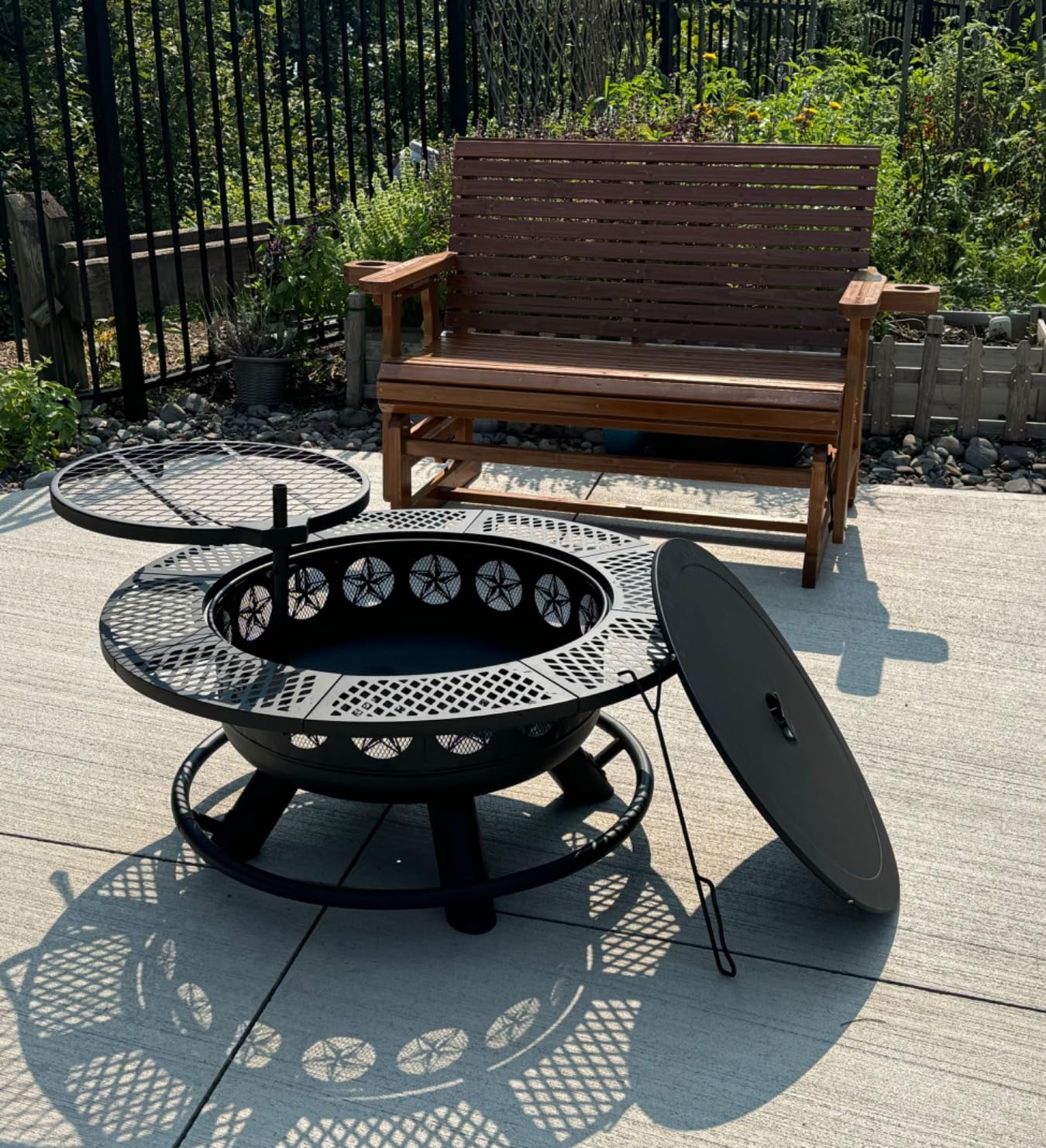 Verdeluxe 47 Inch Outdoor Fire Pit with 2 Grills, Extra Large BBQ Firepits customer photo 2