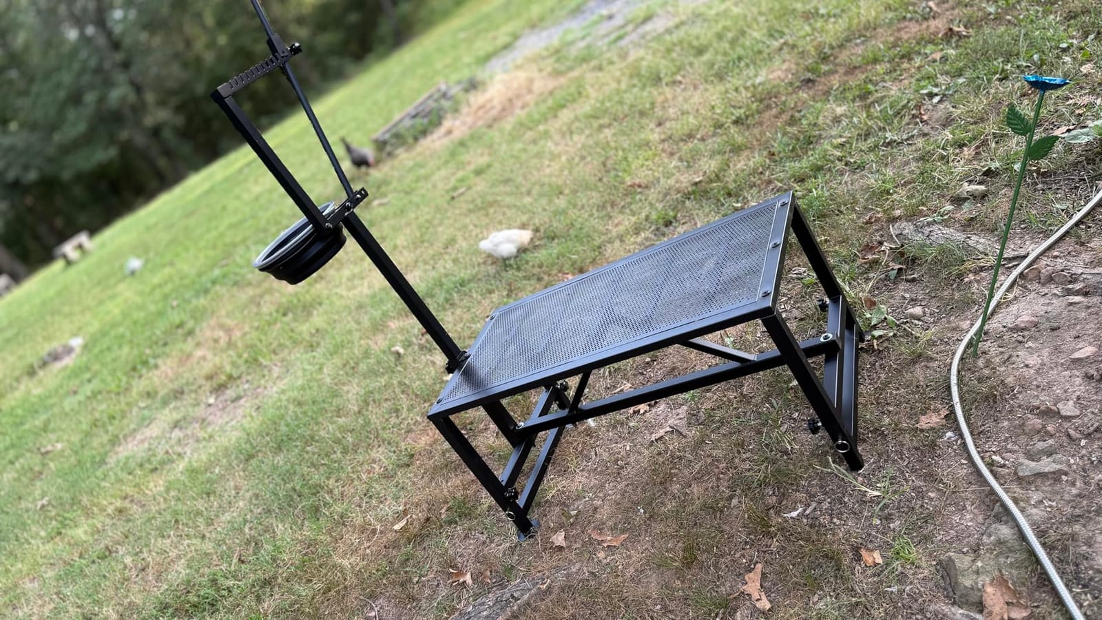 600 Lbs Goat Milking Stand with Feed Bin, Heavy Duty Goat Stand for Milking, Hoof Trimming & Grooming, Adjustable Goat Stanchion for Sheep and Goats, Iron Black customer photo 2