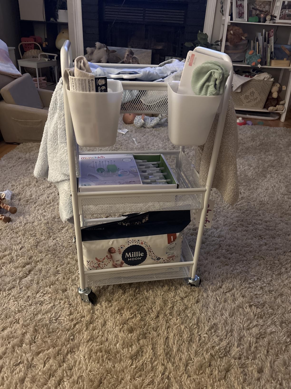 YASONIC 3 Tier Metal Rolling Cart, Black Utility Storage Cart with Wheels customer photo 2