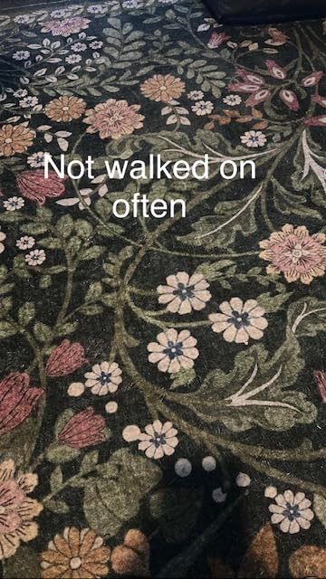 PLHXFR 8x10 Area Rug Living Room: Floral Washable Boho Carpet Dark Green | For Bedroom Dining Room Farmhouse Nursery Hallway, Vintage Floral, Machine washable, Non Slip, Stain Resistant, Large Indoor customer photo 2