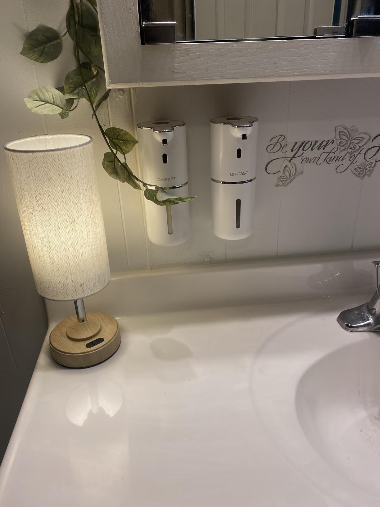 OHIFAST Automatic Liquid Soap Dispenser Touchless, USB Rechargeable Smart Hand Soap Dispenser, 6-Level Adjustable, 12.8oz/380mL Wall Mounted for Bathroom Kitchen Accessories Dish Soap-White customer photo 2