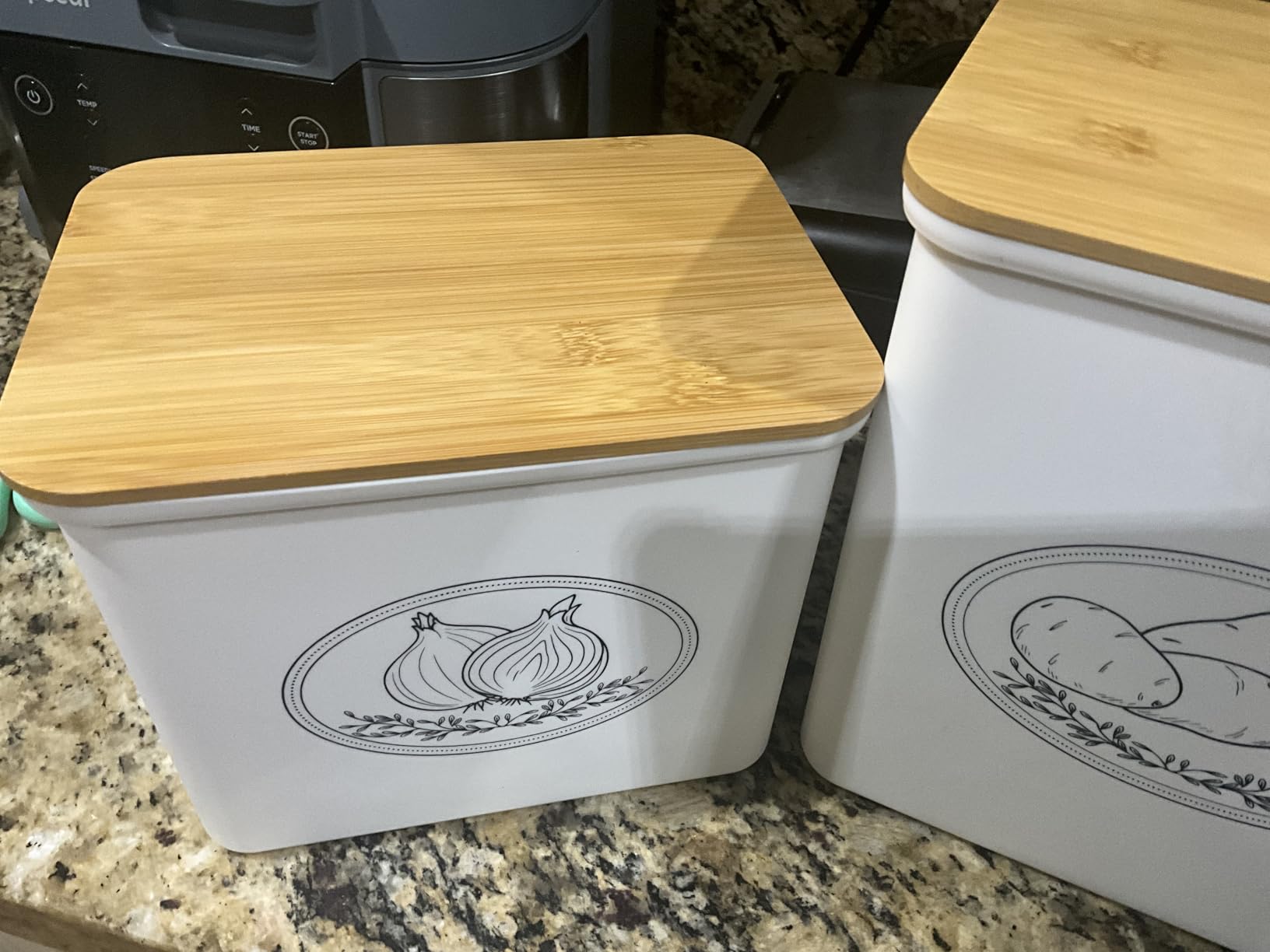 Lifewit Plastic Potato and Onion Storage Bin Box, Set of 2, Black customer photo 2