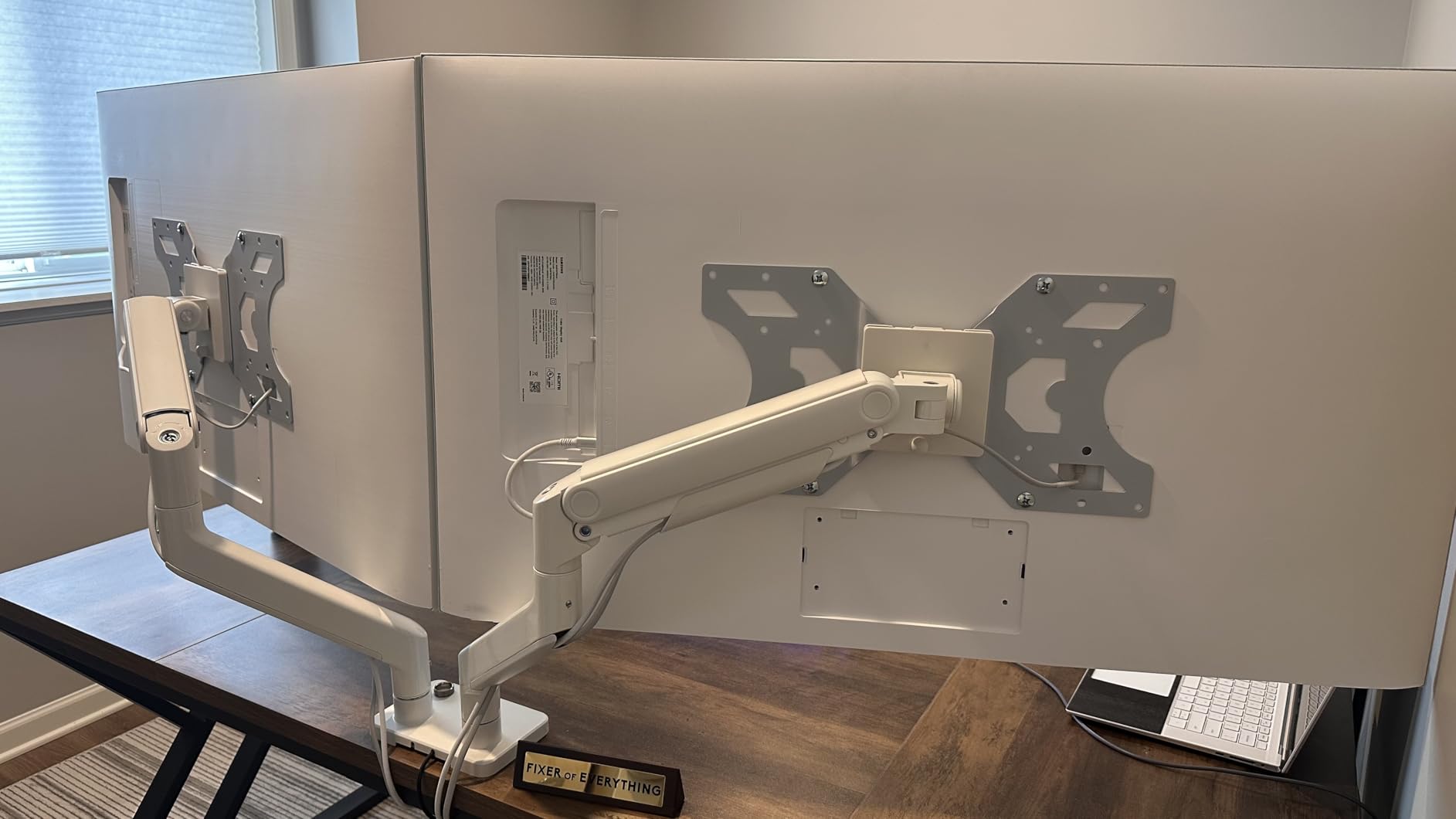 VIVO Premium Aluminum Heavy Duty Dual Monitor Arm for Ultrawide Monitors up to 40 inches and 30 lbs Each, Desk Mount Stand, Pneumatic Height, Max VESA 100x100, Black, STAND-V220Q customer photo 1