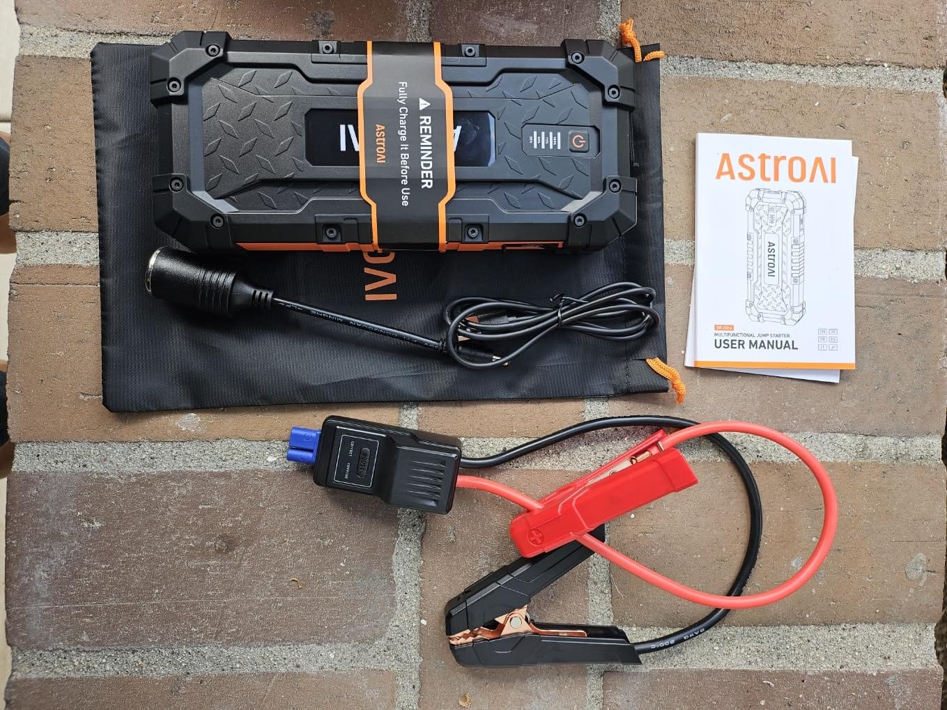 AstroAI P10 12V 5000A Lithium Car Jump Starter Up to 10L Gas & 8L Diesel | Auto Booster Pack, SuperSafe Jump Box with Cables, Fast Charging Power Bank(QC3.0), Type-C, 3-Mode LED Flashlight, Tangerine customer photo 1