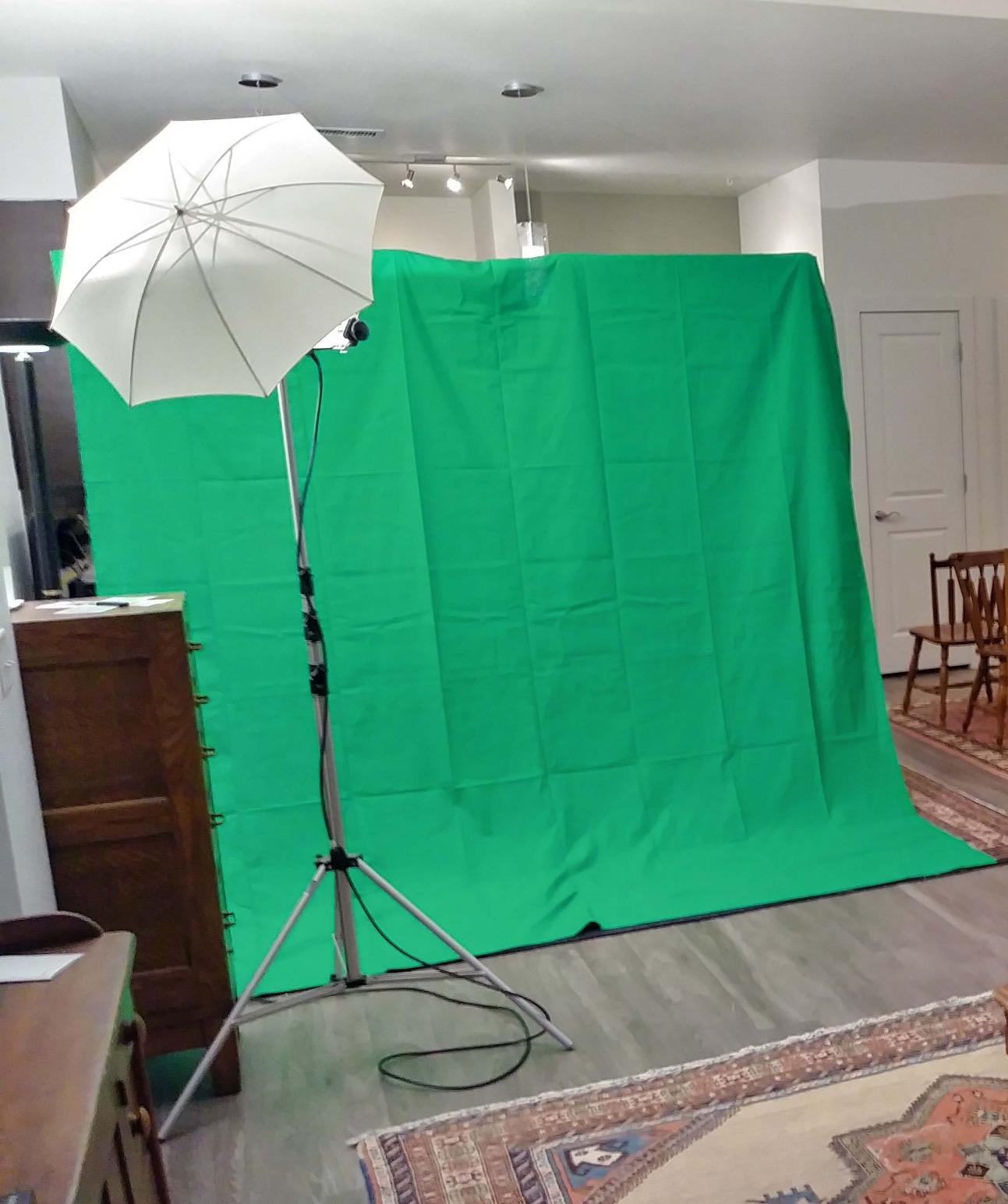 Emart 5x6.5ft Green Screen Backdrop Kit with T-Shape Stand and 6 Clamps | Reverse folding base for easy storage & transport，perfect for Photography, Photoshoot, Studio Video Recording, Streaming customer photo 2