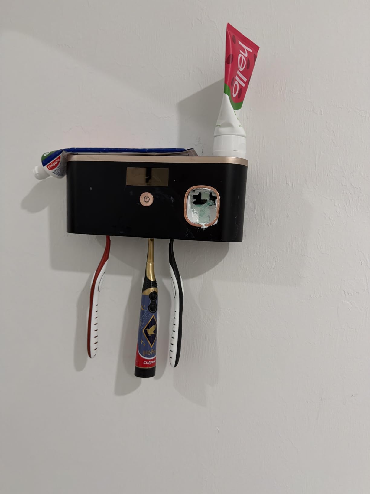 iHave UV Toothbrush Sanitizer Holder Wall Mount Toothpaste Dispenser, 2-Cup customer photo 2