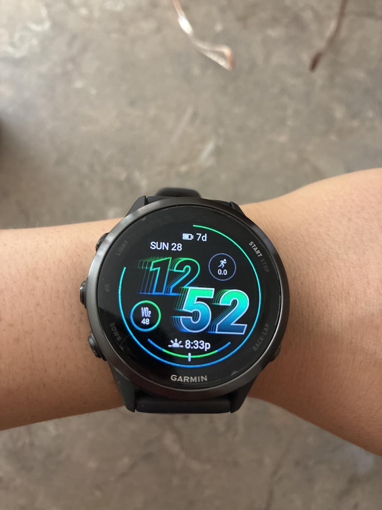 Garmin Forerunner® 570, 42mm, Aluminum, Whitestone/Cloud Blue | Smaller-Sized Advanced GPS Running & Triathlon Smartwatch, AMOLED Display, Training & Recovery Features customer photo 2