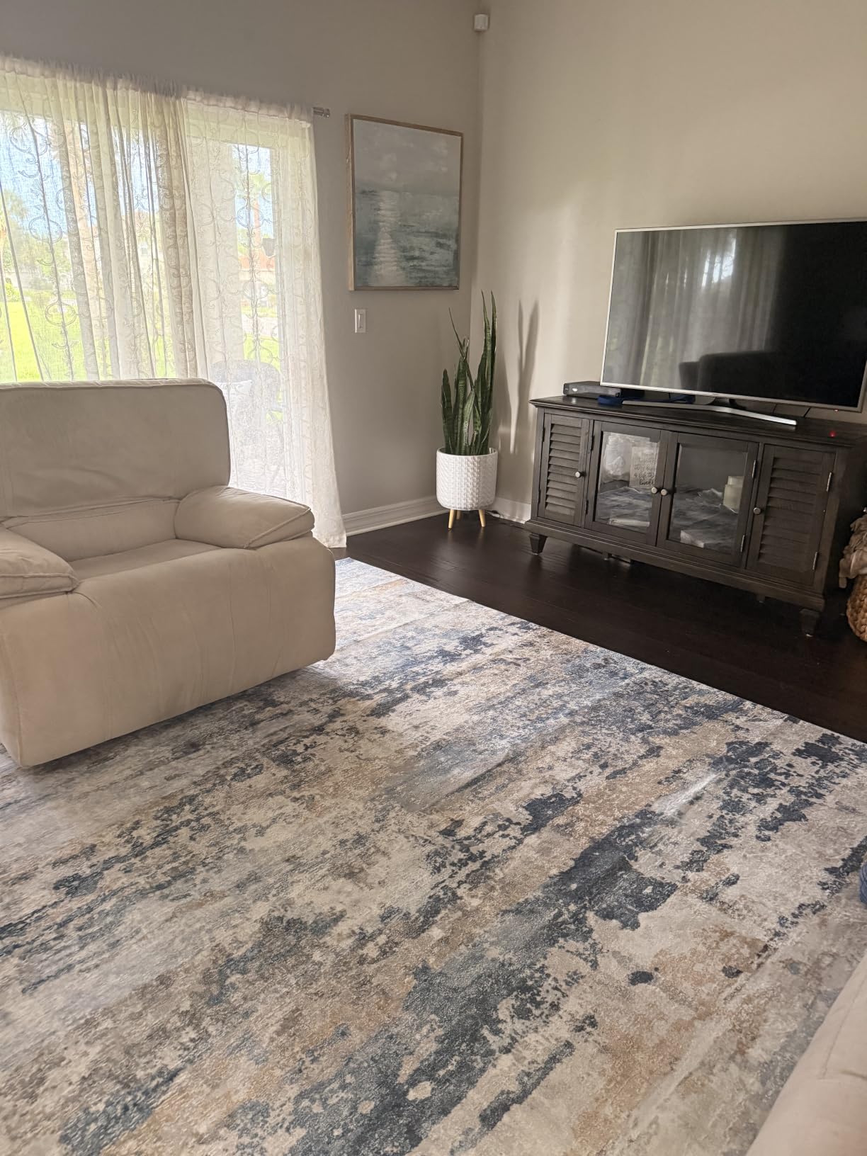 pmtsns Area Rugs 8x10 for Living Room: Washable Rug Modern Abstract Neutral Soft Non-Slip Low-Pile Indoor Large Carpet for Bedroom Dining Room Playroom Home Office (Blue Grey Brown, 8'x10') customer photo 2