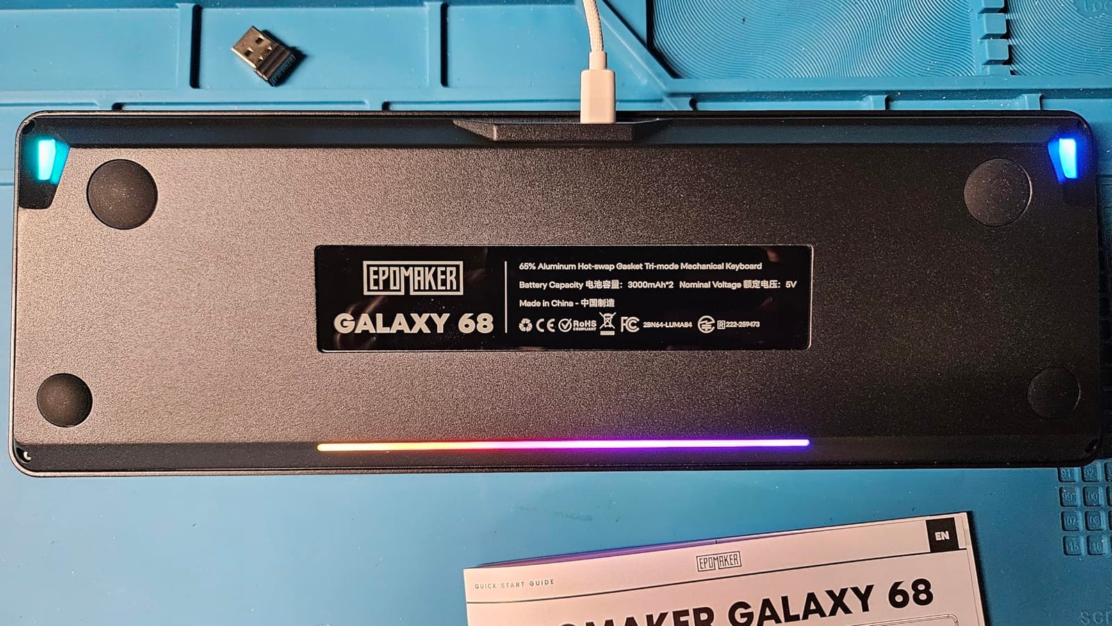 EPOMAKER Galaxy68 QMK/VIA Wireless Mechanical Keyboard, Anodized Aluminum, TOP/Gasket, 6000mAh, RGB Side/Backlight, 65% Gaming Keyboard with Hot-Swap Creamy Switch (White, Marble White Switch) customer photo 1