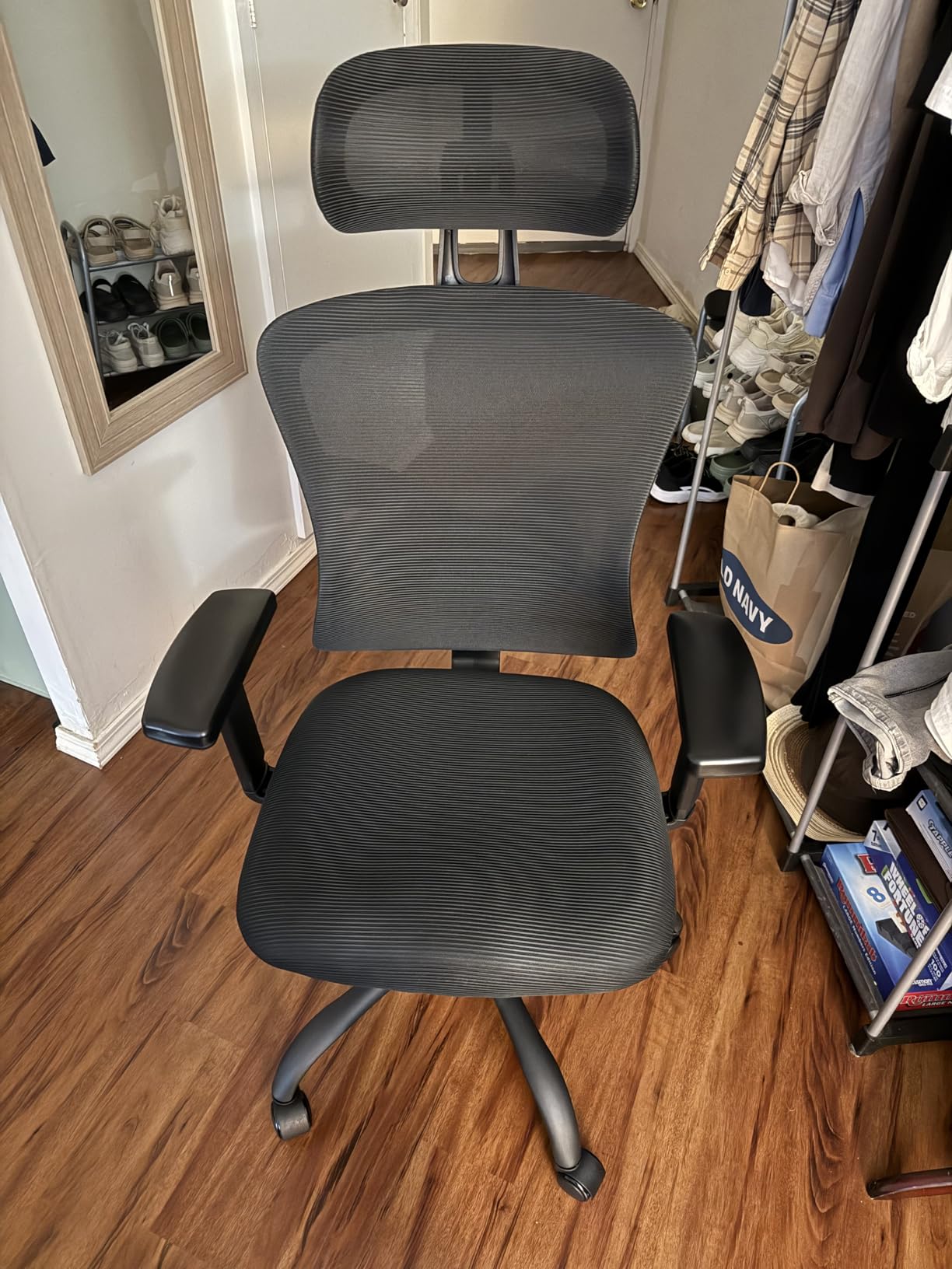 Marsail Ergonomic Office Chair with Lumbar Support and 2D Headrest | Adjustable armrests, contoured seat cushion, breathable design, smooth-rolling wheels, reclining function, height=