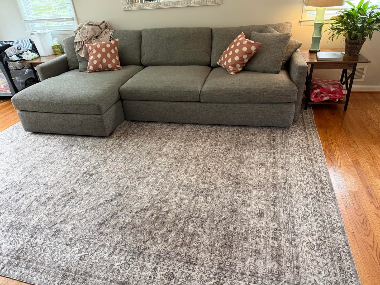 Washable Living Room Area Rug: 8x10 Rugs for Bedroom Non Slip Boho Carpet | Low Pile Soft Faux Wool Non Shedding Stain Resistant Vintage Large Rugs for Dining Under Table Kitchen Dorm Entryway Playroom customer photo 2