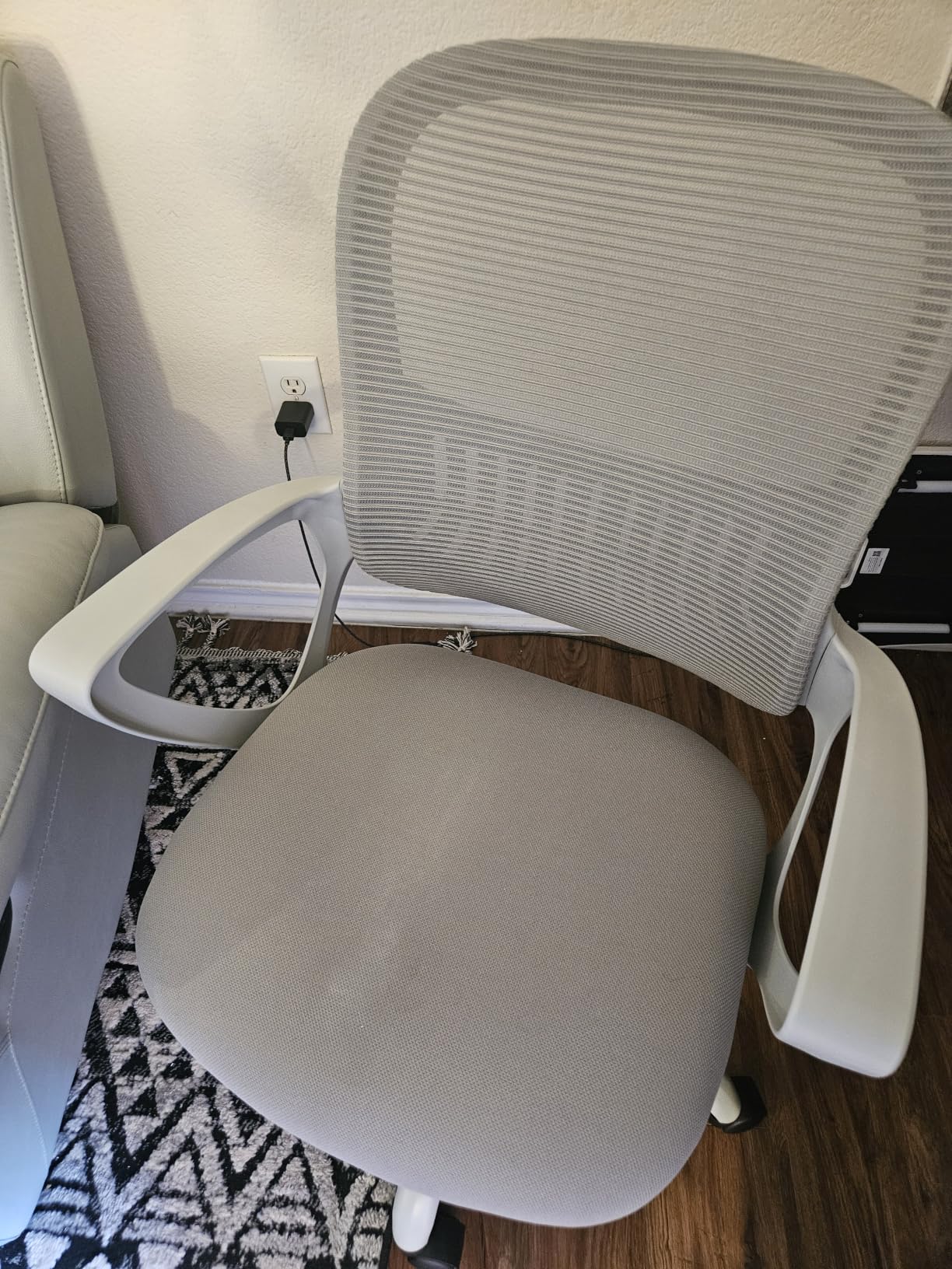 Sweetcrispy Home Office Chair, Mesh Office Chair, Lumbar Support, Grey | Adjustable Height, 360 Degree Swivel Wheels, Mid-Back, Comfy Flip-up Arms for Small Space, Study, Managerial Executive, Grey customer photo 2