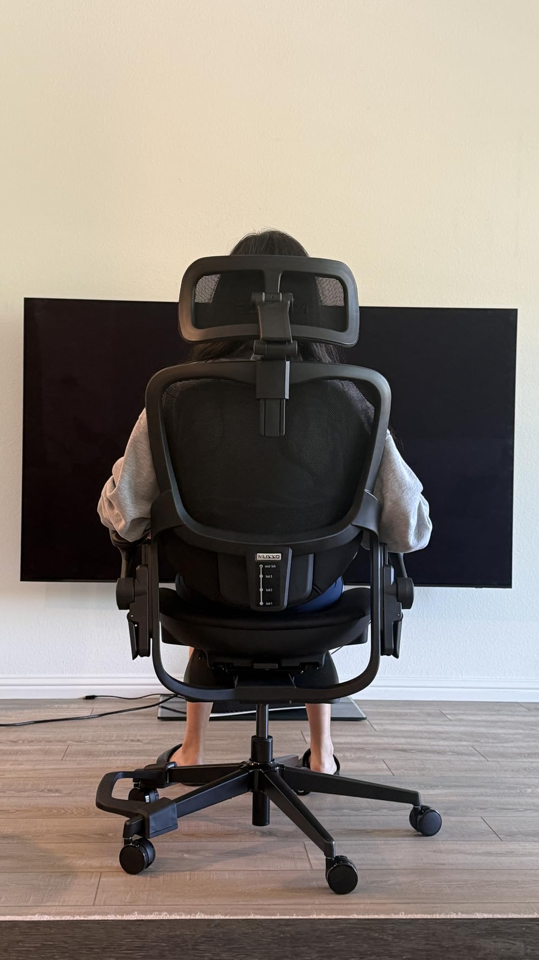 MUSSO E80 Muse Petite Ergonomic Office Chair for Women & Small Frames Black | 3-Level 3D Lumbar Support; 4D Headrest; 90° Flip-Up Arms & Footrest; 135° Recline; Breathable Mesh customer photo 2
