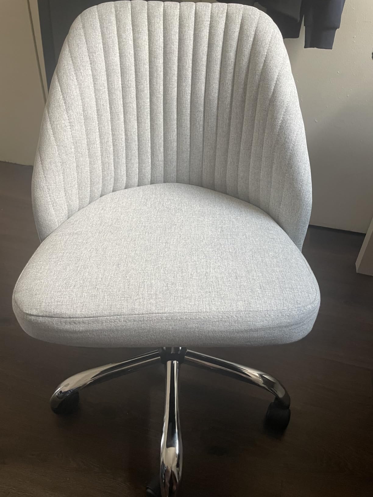 DUMOS Home Office Chair, Comfy Desk Chair with Rolling Wheels | Armless Height Adjustable, Wide Seating, Vanity Swivel Task, Bedroom Student Adults, Classic Grey customer photo 1