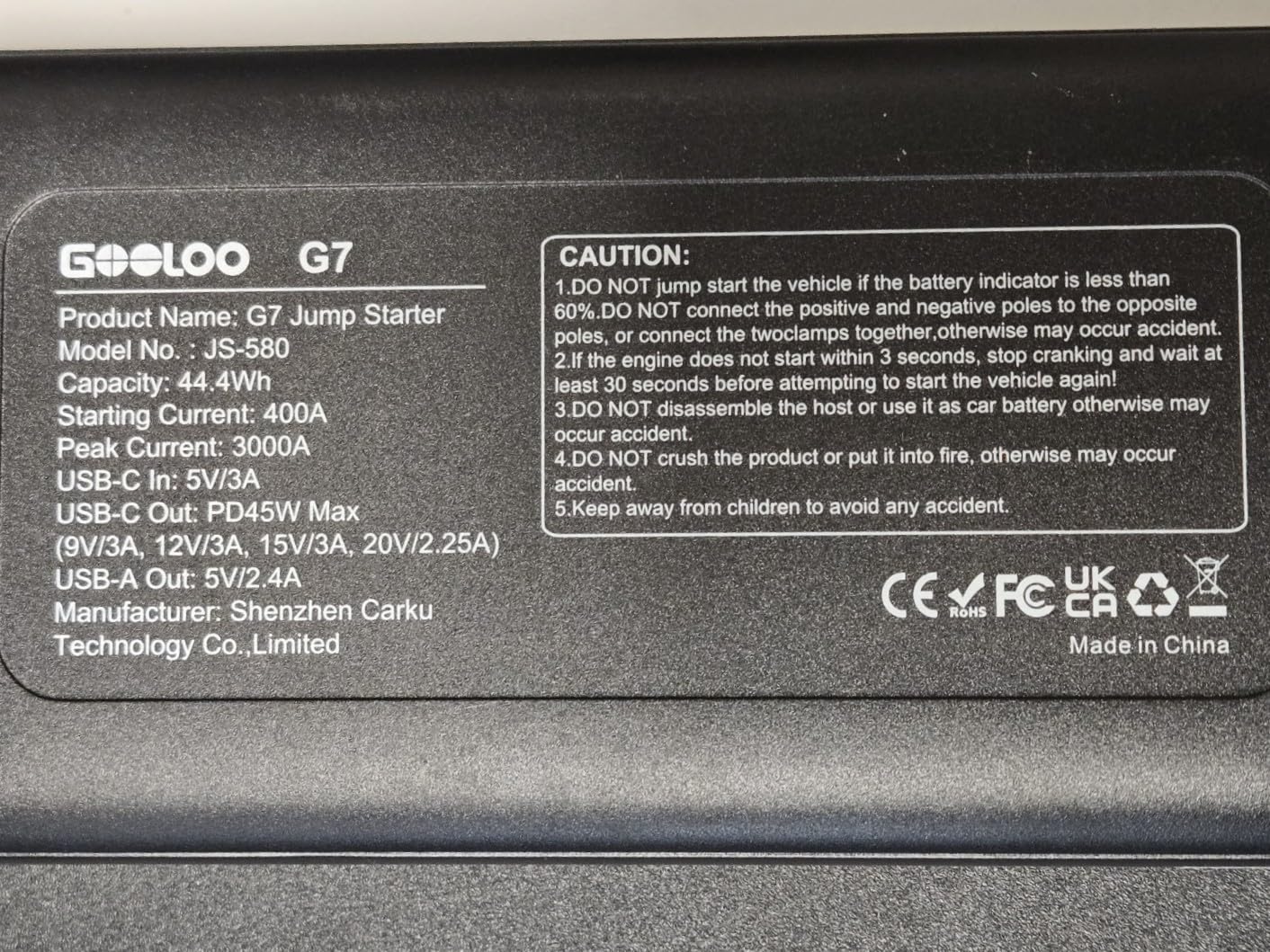 GOOLOO G7 3000A Supersafe Jump Starter with Built-in 45W USB-C Cable | 12V Lithium Jump Box - Portable Battery Booster Power Bank - 10 Safety Protection - For 8.5L Gas & 6.0L Diesel Engines customer photo 1