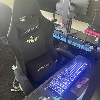 GTPLAYER Gaming Chair Fabric with Pocket Spring Cushion, Big and Tall Gamings Chairs 350LBS High Back Computer Chair with Footrest for Adults Lumbar Support Swivel Game Chair for Office Light Black customer photo 1