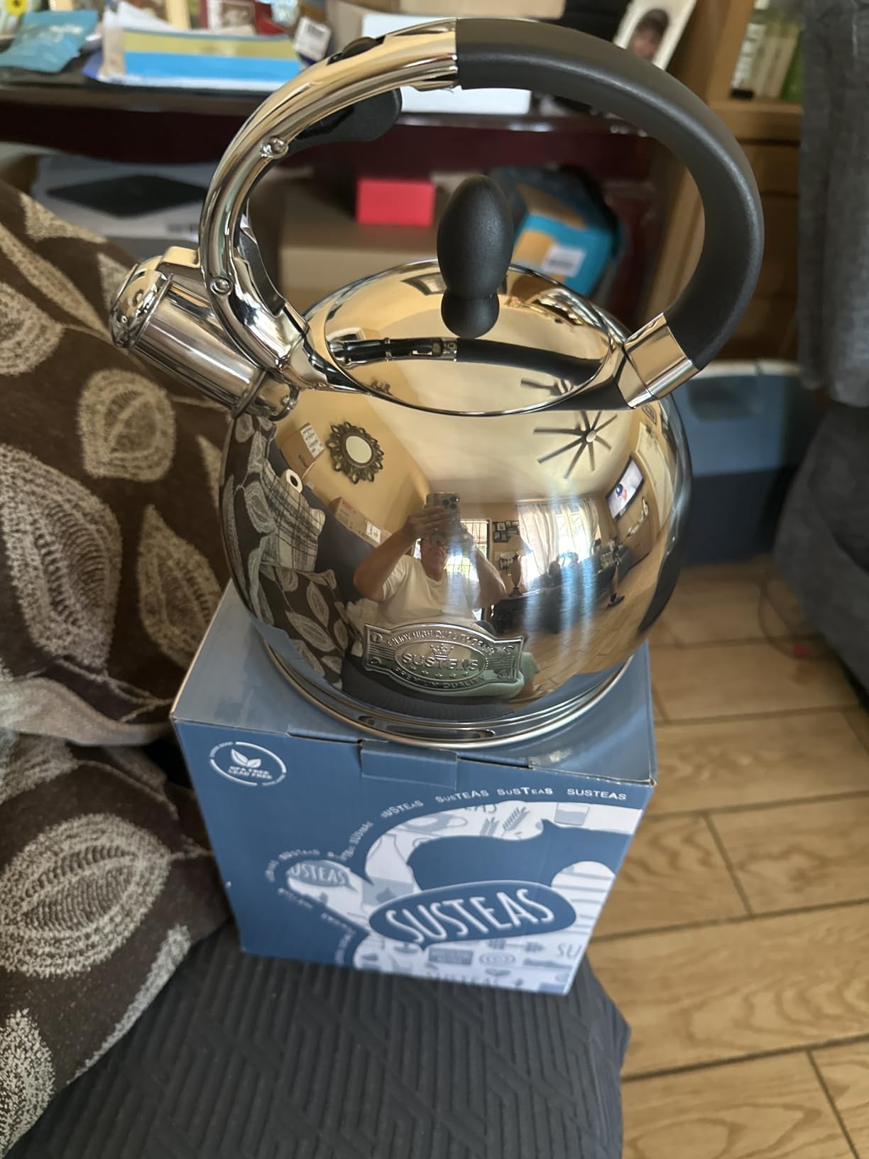 SUSTEAS Whistling Tea Kettle, 2.7QT Food-Grade Steel Teapot, NAVY BLUE customer photo 1