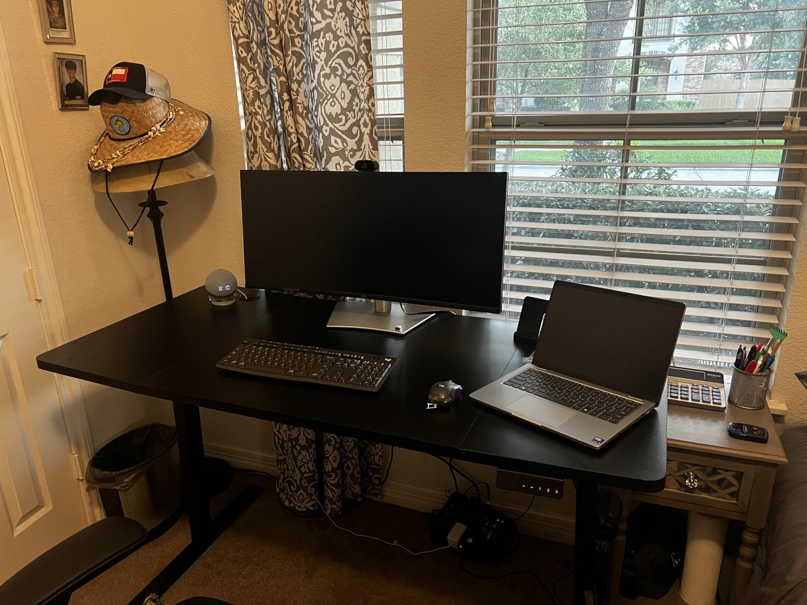 Black 60x28 in Electric Standing Desk, 1 Inch Thick Tabletop | Double Beam Frame, Holds 220lbs, Sit Stand, 3 Memory Height Adjustment, Extra Deep Table Top, Black Frame customer photo 1