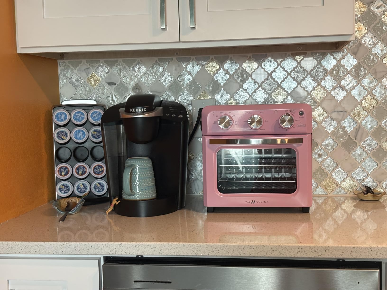 VAL CUCINA 6-in-1 Air Fryer Toaster Oven Combo, Compact 12.7 QT Small Countertop Convection Oven, Fits 9
