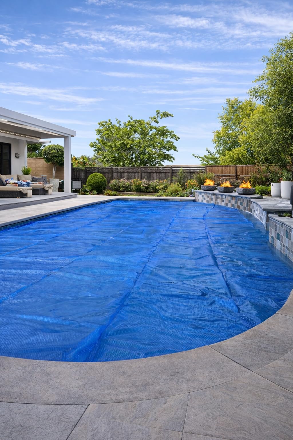 Goplus 12 FT Round Solar Pool Cover, 12 Mil Above-Ground & In-ground Swimming Pool Heat Retaining Blanket, Heavy-Duty Thermal Insulating Bubble Wrap Cover for Hot Tub SPA (Blue, Round 12 FT) customer photo 1