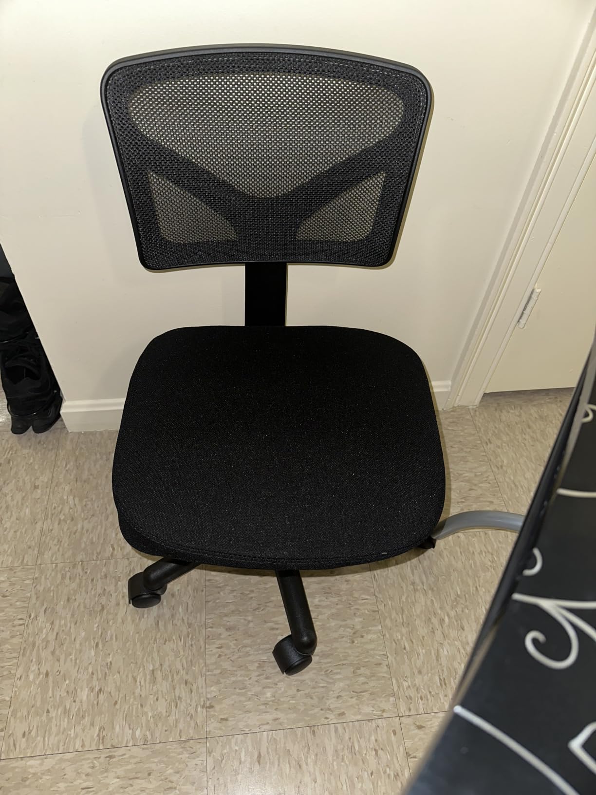 Sweetcrispy Small Armless Desk Chair, Mesh Rolling Office Chairs | Adjustable Ergonomic Lumbar Support, Low-Back, Swivel Wheels, Home Work, Bedroom, Study, Student, Adults, Classic Black customer photo 2