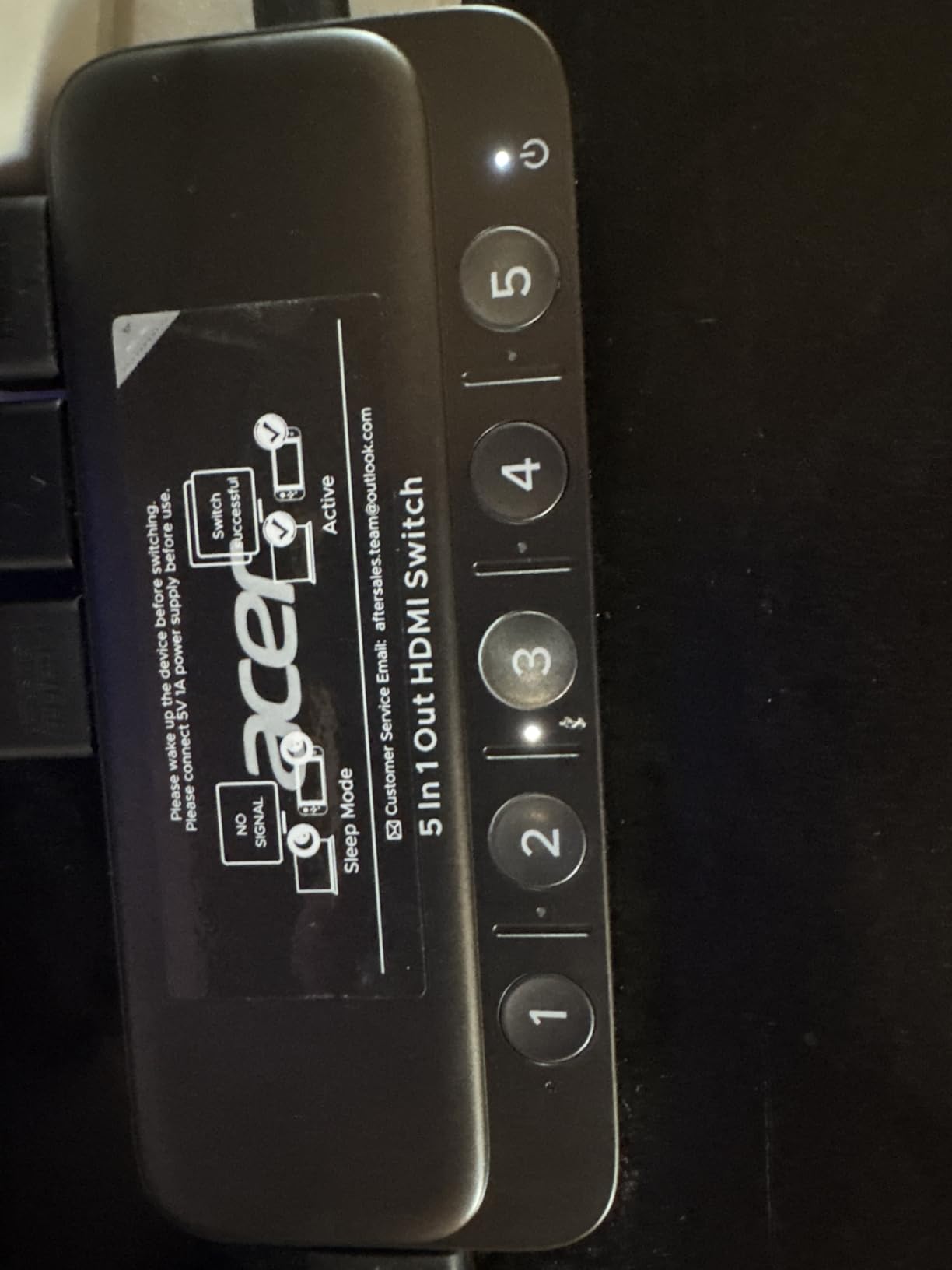 acer 5 in 1 Out HDMI Switch 4K@60Hz HDMI 2.0 with Remote for PS5 Xbox TV customer photo 2