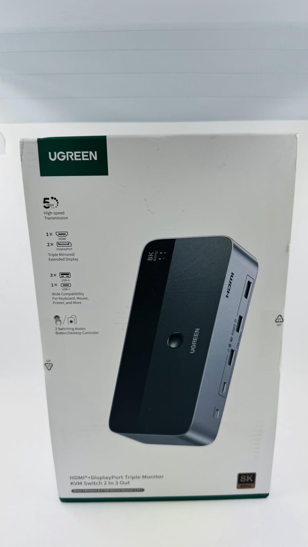 UGREEN 8K@60Hz HDMI Displayport KVM Switch 3 Monitors 2 Computers, Aluminum customer photo 2