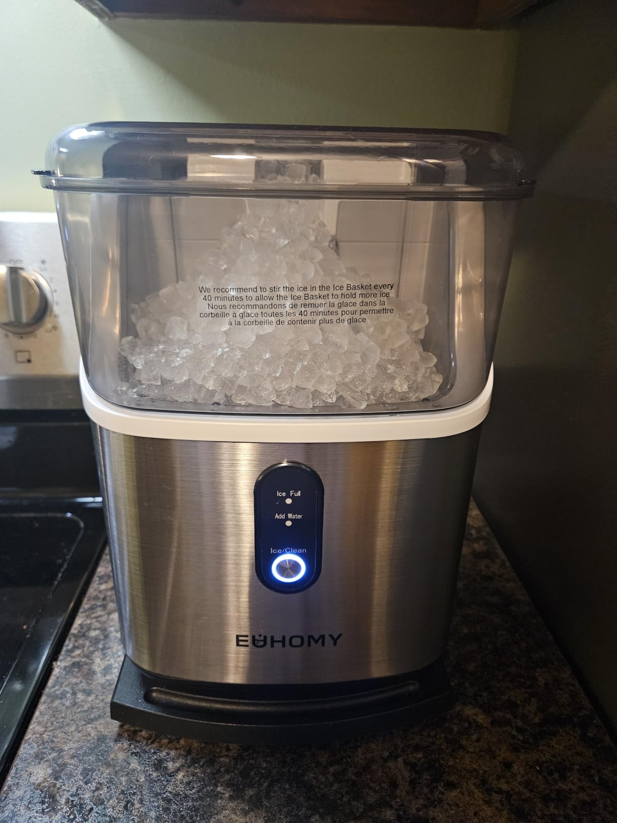 EUHOMY Nugget Ice Maker Countertop, Ready in 7 Mins, 35Lbs/24H Pebble Ice Maker Machine, Self-Cleaning Countertop Sonic Ice Makers with Ice Scoop&Basket, Pellet Ice Maker for Home, Stainless Steel customer photo 1