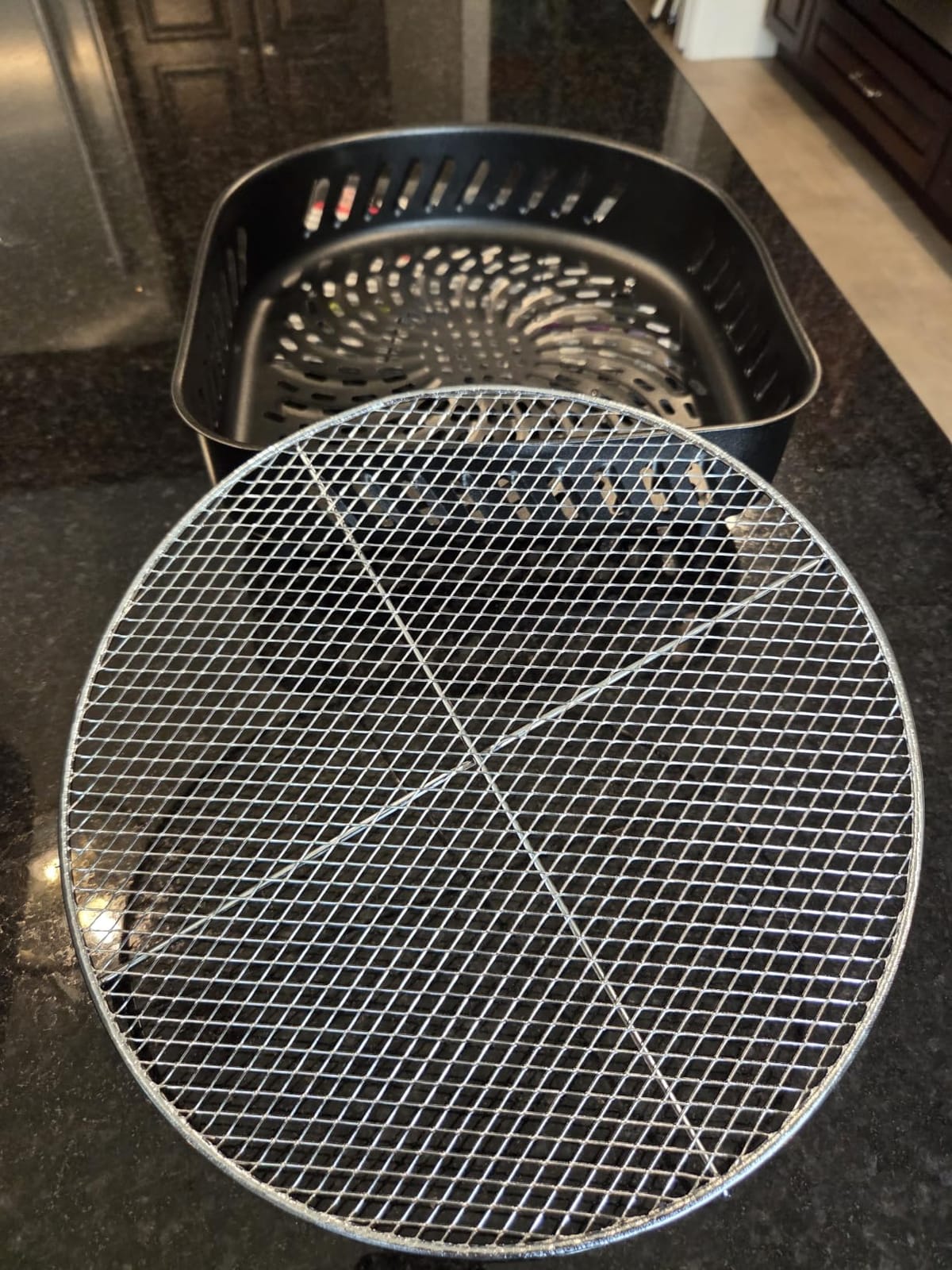 8-in-1 Air Fryer Top & Bottom Heating, 4QT Indoor Pizza Oven | 360° Airflow air fryer with viewing window for cooking, no flip cooking, includes pizza stone, steak pan, basket, grill rack customer photo 1
