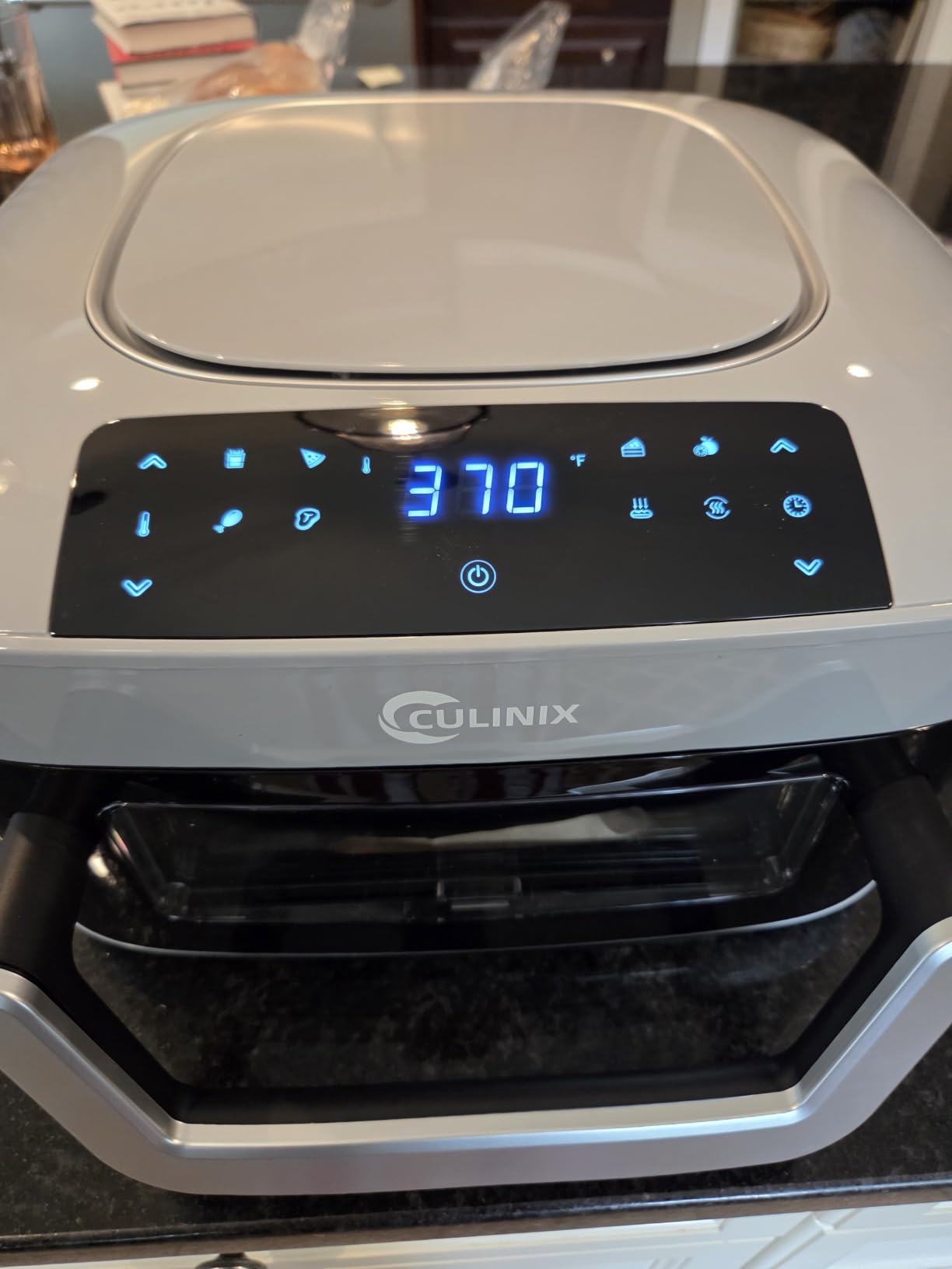 8-in-1 Air Fryer Top & Bottom Heating, 4QT Indoor Pizza Oven | 360° Airflow air fryer with viewing window for cooking, no flip cooking, includes pizza stone, steak pan, basket, grill rack customer photo 2