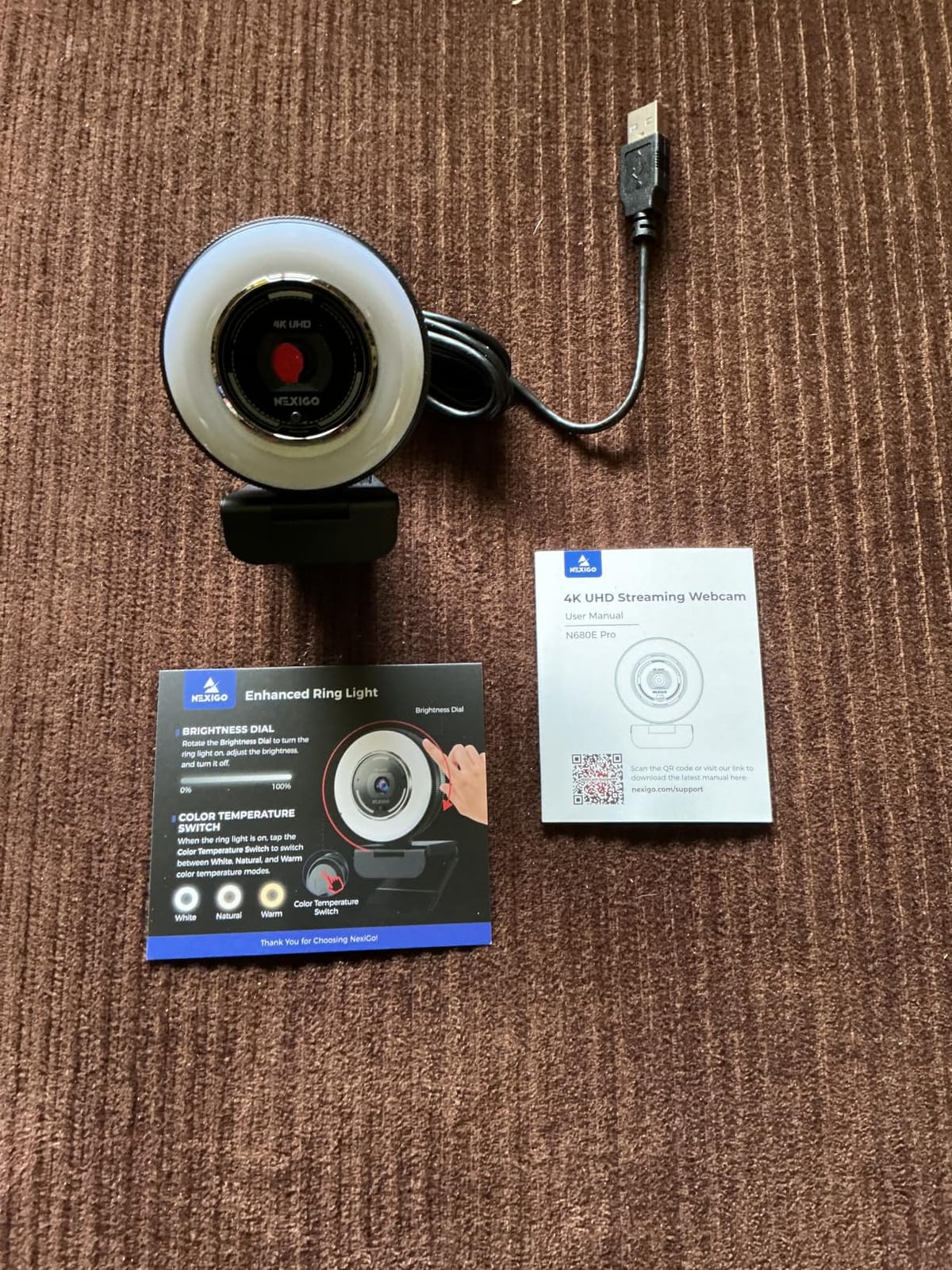 NexiGo N680E Pro 4K Webcam with Ring Light, PDAF Autofocus, 1080p 60FPS, Dual Noise-Canceling Mics, Privacy Shutter, USB Plug-and-Play for Zoom, Teams, Twitch, Google Meet customer photo 1