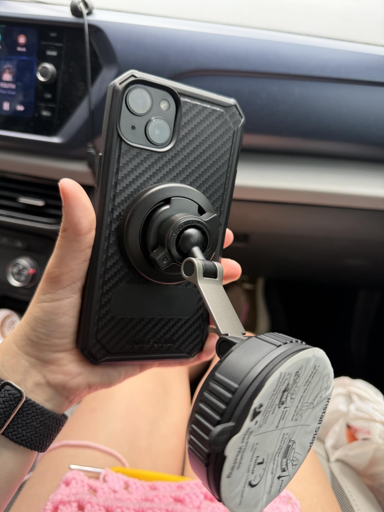 Miracase for MagSafe Car Mount[3600gf Strong Magnet & 89+LBS Suction Base]Vacuum Magnetic Phone Holders for Your Car, 360° Adjustable Dashboard & Windshield Mount with Dash Accents for All Smartphones customer photo 2