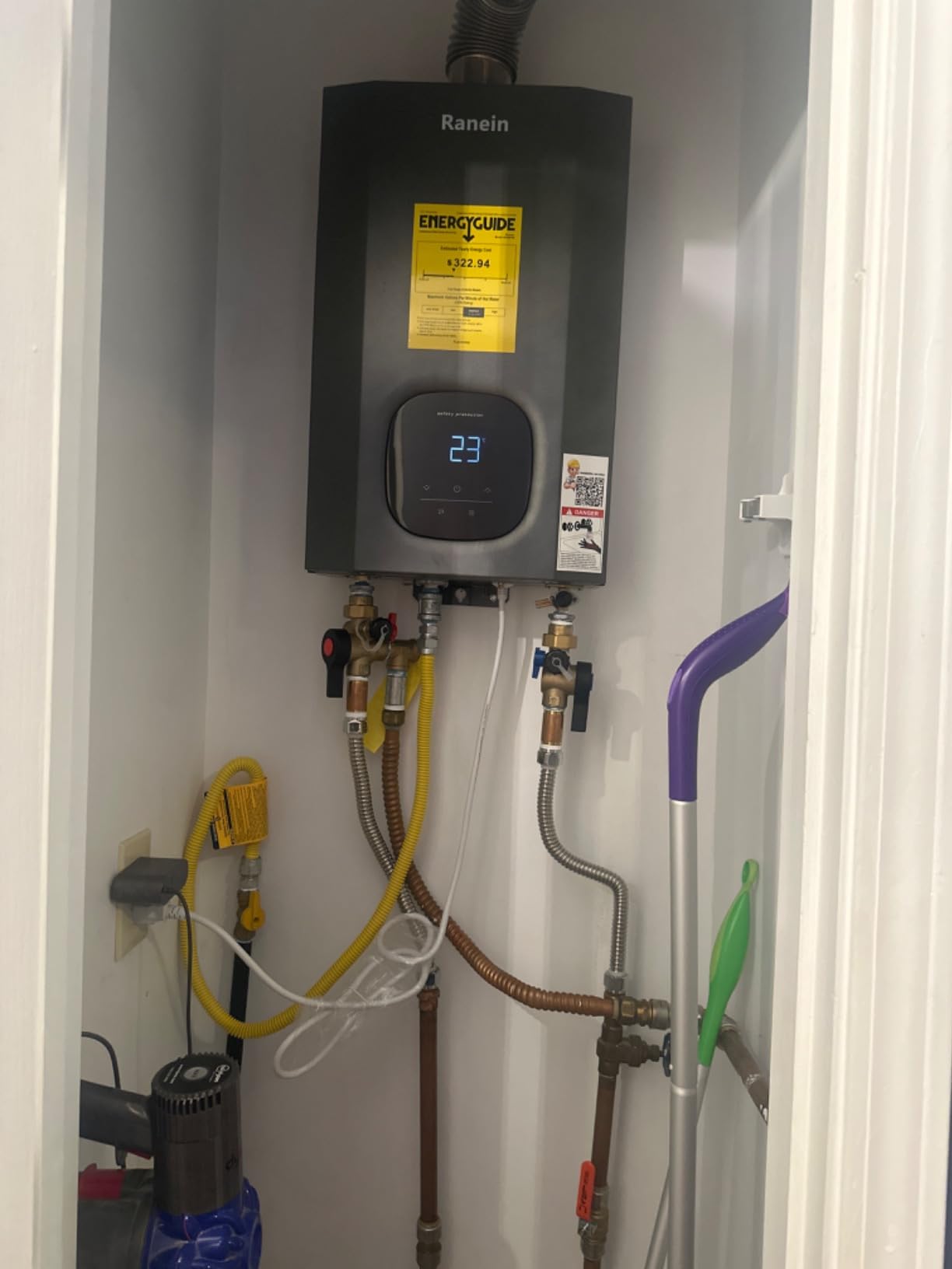 Ranein Natural Gas Tankless Water Heater, 8.5 GPM, 190,000 BTU, Indoor | Endless hot water for large home, 4-6 water points, anti-freeze, LED, wall mount, high flow, energy saving, for bathroom customer photo 2