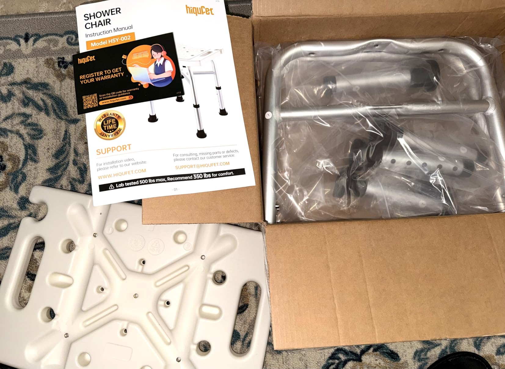 500 lbs Medical Shower Chair for Inside Shower, Heavy Duty Adjustable customer photo 2