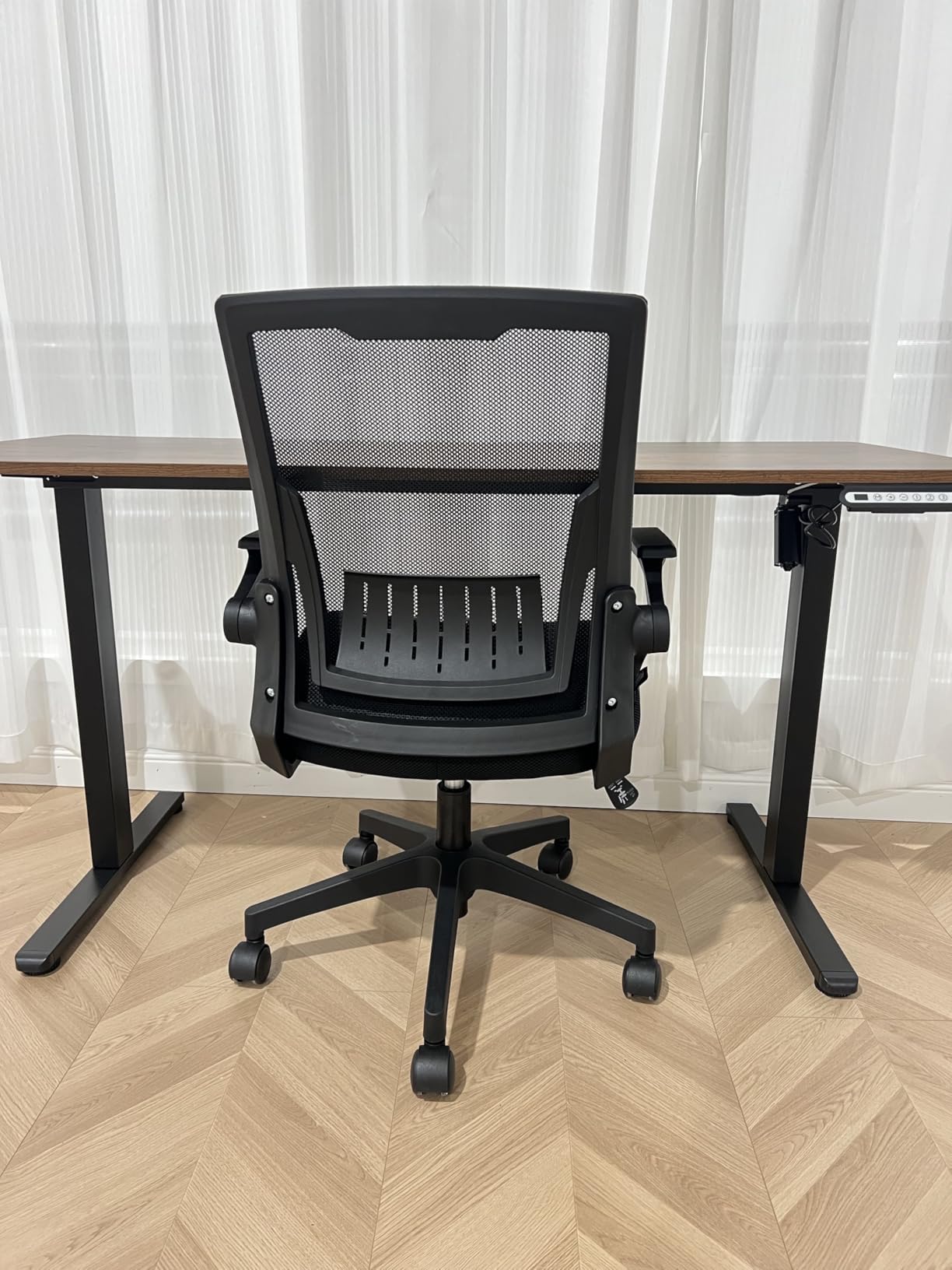 COMHOMA Office Chair with Flip-up Armrests Ergonomic Computer Desk Chair with Adaptive Lumbar Support & Breathable Mesh, Black customer photo 1