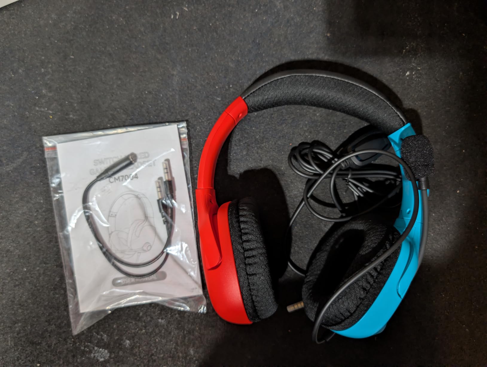 Wired Gaming Headset for Nintendo Switch 2/OLED/Lite with Mic | 3.5mm Stereo, Noise Cancelling Microphone for PS5, PC, Fortnite, Red/Blue customer photo 1