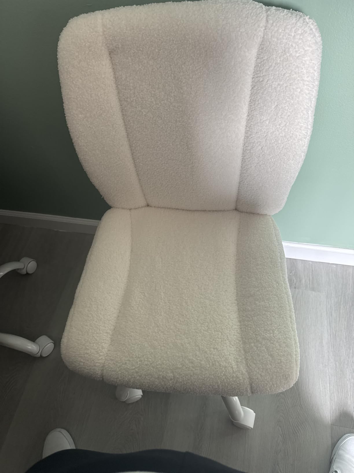 Vanity Chair with Wheels, Armless Office Chair Height Adjustable, Cute Desk Chair with Soft Lumbar Support for Small Space, Bedroom, Make-up Room, Pink customer photo 1