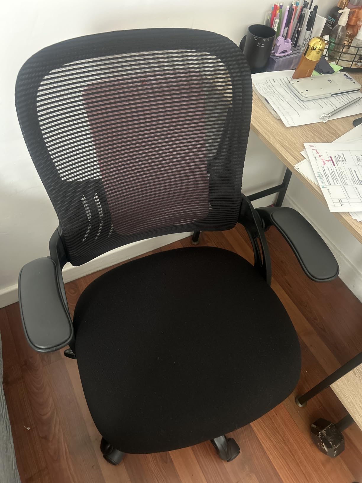 Sweetcrispy Home Office Managerial Executive Chair with Ergonomic Design | Mid-Back Mesh 360° Swivel, Comfortable Lumbar Support, Comfy Arms for Bedroom, Study, Student, Black customer photo 2