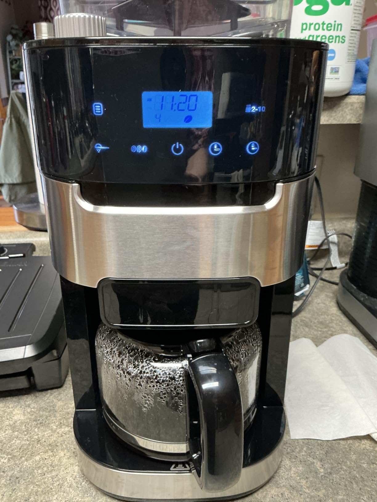 Electactic 10 Cup Coffee Maker with Grinder, Grind and Brew Coffee Machine | Smart LED Touchscreen, 24H Timer, 2H Keep Warm, Adjustable Grind Size & Coffee Strength, Descaling Alert, Light Black customer photo 2