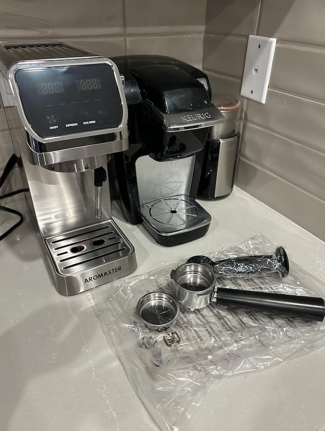 Aromaster 1400W Espresso Machine with Milk Frother, Stainless Steel | One-Touch Descaling, 20 Bar, Compact Espresso Maker for Latte Cappuccino Home Use, Removable 37oz Water Tank, Touch Screen customer photo 1