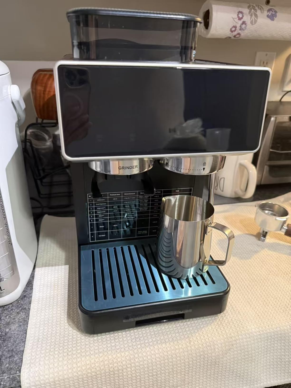Espresso Machine with Grinder & Steam Milk Frother, Semi-Automatic Espresso Maker, Coffee Espresso Machine, Coffee Maker for Home-Cappuccino, Latte, Americano & Cold Brew, Ideal Gift for Men & Women (black) customer photo 2