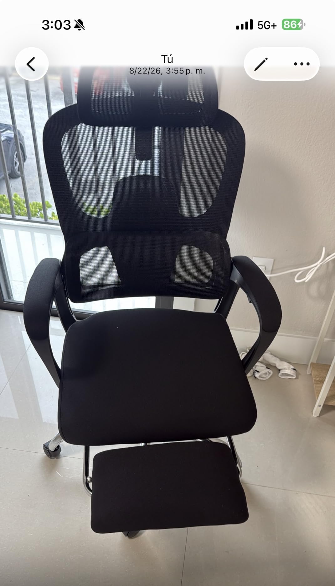 Ergonomic Office Chair with Footrest, 90-145° Reclining Mesh Desk Chair - Adjustable Lumbar Support & Headrest, High Back Mesh Computer Chair for Home Office/Gaming, 350lbs Capacity customer photo 2